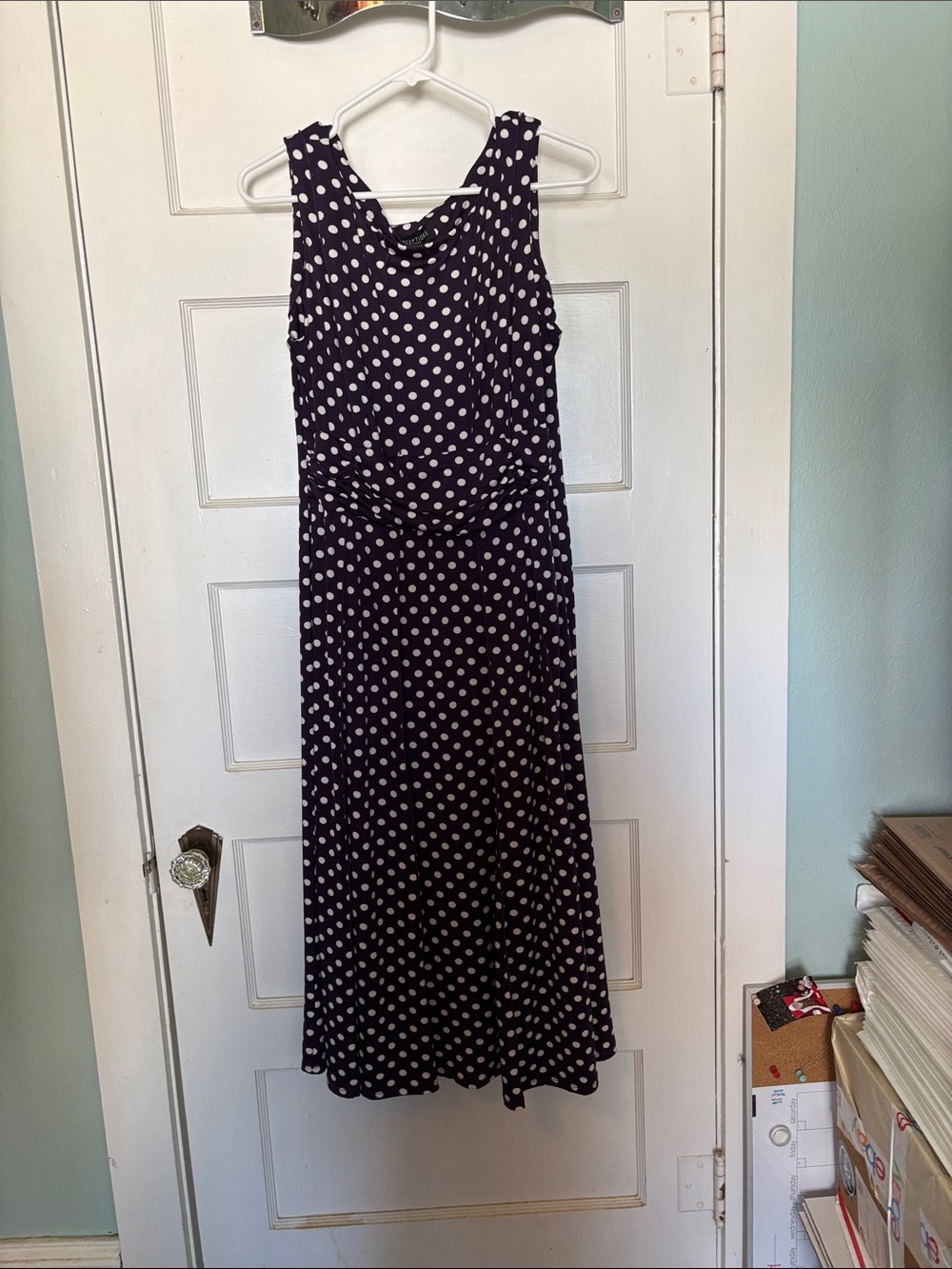 Perceptions Sleeveless Purple Polka Dot Maxi Dress Size XL